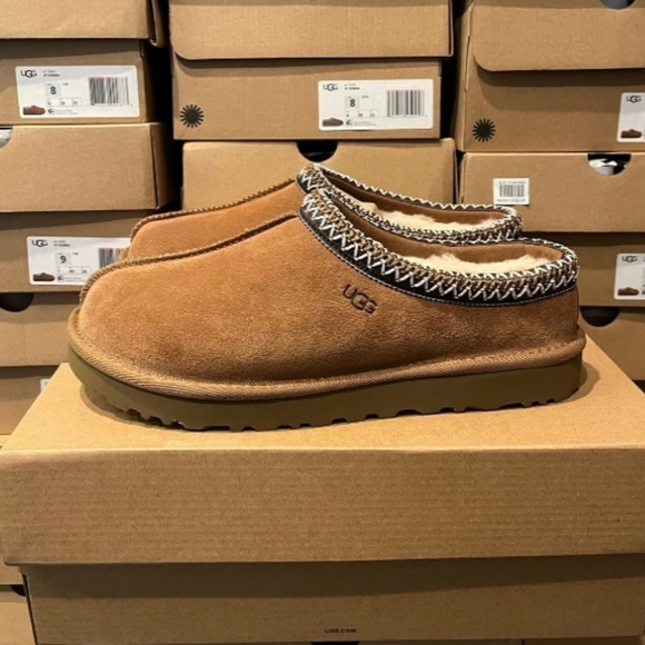 Women's UGG TASMAN Suede & Sheepskin Slippers 5955 CHESTNUT NEW